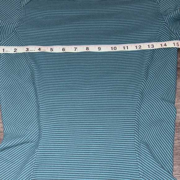 Lululemon Kanto Catch Me Long Sleeve Mini Pop Stripe Top Size 4 Teal/Dark Fuel - Picture 14 of 15